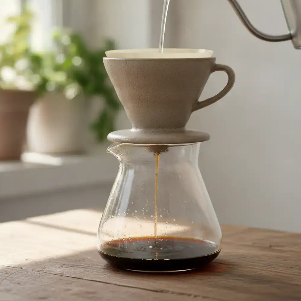 Matte ceramic pour-over dripper and glass server